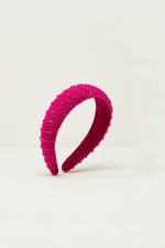 Headband With Beads in Fuchsia