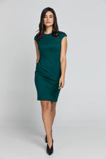 Fitted Emerald Dress With Cap Sleeves