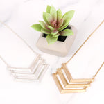 Pna146 - Three Line Chained Chevron Necklace