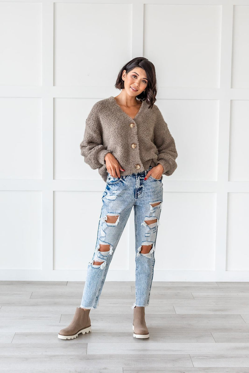 Girl Gang Stone Washed Distressed Jeans