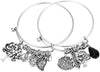 HONGYE 1 Set 2 Pcs Tree of Life Leaves Feather Rhinestone Pendant Bangle Bracelet