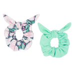 Mint Floral Hair Scrunchies