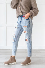 Girl Gang Stone Washed Distressed Jeans