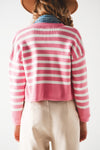 Lightweight Stripe Cardigan in Pink