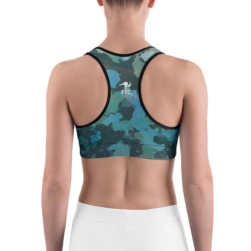 Women's Moisture Wicking O.U.R. Outdoors Sports Bra (White & Black Piping)