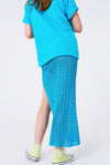 Crochet Maxi Skirt in Blue