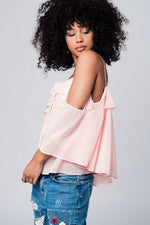 Light Pink Cold Shoulder Top