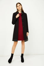 Black Coat With Pleather Detail