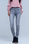 Gray Jeans With Rips Detail