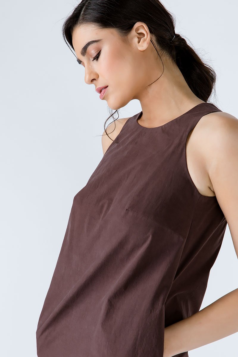 Brown Cotton Sack Dress