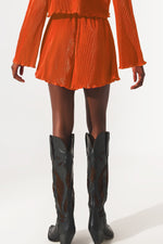 Pleated Shorts in Orange