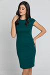 Fitted Emerald Dress With Cap Sleeves