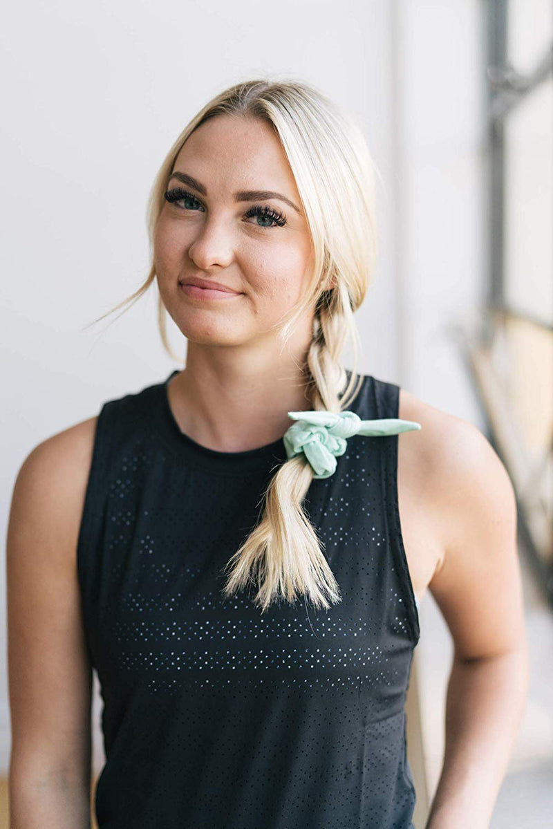 Mint Floral Hair Scrunchies