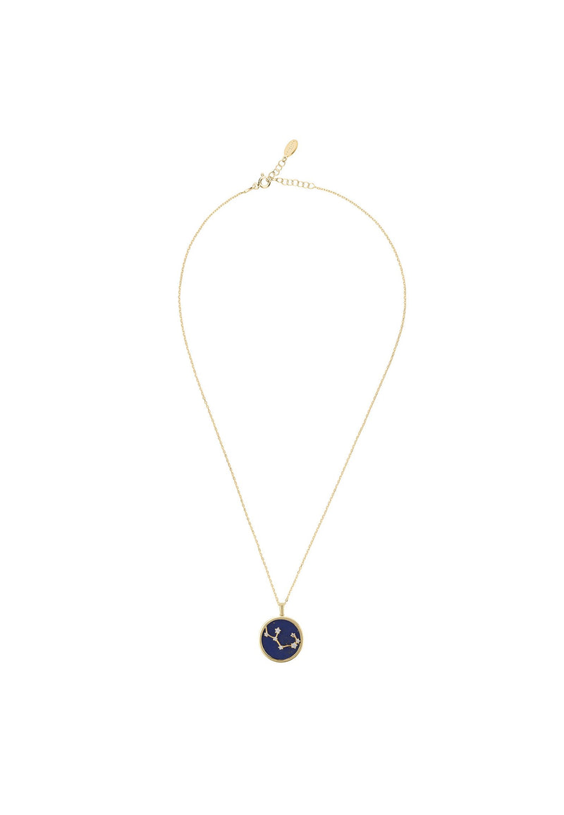 Zodiac Lapis Lazuli Gemstone Star Constellation Pendant Necklace Gold Sagittarius