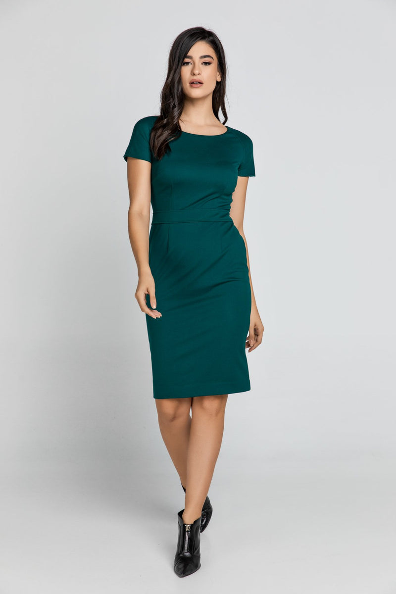 Fitted Emerald Cap Sleeve Dress Conquista Fashion