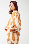 Relaxed Shirt in Beige Abstract Print