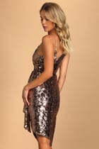 Make it Magical Copper Sequin Mini Dress