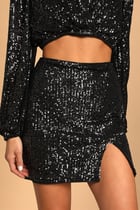 Shining with Confidence Black Sequin Two-Piece Bodycon Dress