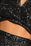 Shining with Confidence Black Sequin Two-Piece Bodycon Dress