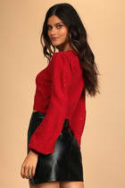 Sparkle With Cheer Red Sequin Cropped Cardigan Sweater