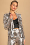 You Better Work Silver Multi Sequin Wide-Leg Pants