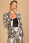 You Better Work Silver Multi Sequin Blazer