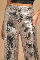 You Better Work Silver Multi Sequin Wide-Leg Pants