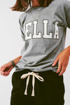 T-Shirt With Bella Text in Grey