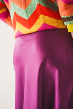 Satin Midi Skirt in Fuchsia