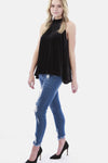 Sleeveless Velvet Swing Top