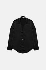 Satin Shirt With v Neck in Black