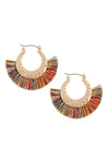 B2e2776 - Fan Tassel Metal Hammered Hoop Earrings