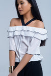 White Top With Black Contrast Trim