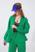 Textured Loose Fit Shirt in Green