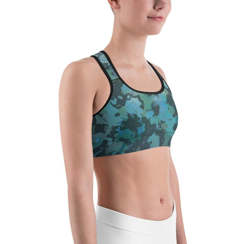 Women's Moisture Wicking O.U.R. Outdoors Sports Bra (White & Black Piping)