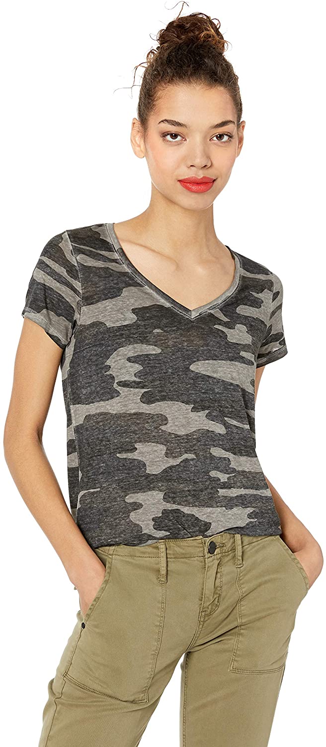 Lucky Brand Women's Camo Burnout Tee Shirt