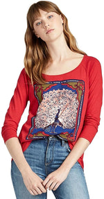 Lucky Brand - Women's - Red Peacock Matchbook Graphic Cotton Tee