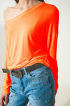 Long Sleeve T Shirt in Orange Modal