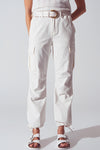 Straight Leg Cargo Pants in White