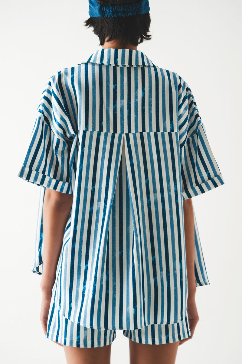 Relaxed Shirt in Blue Stripe