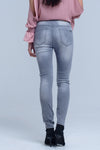 Gray Jeans With Rips Detail