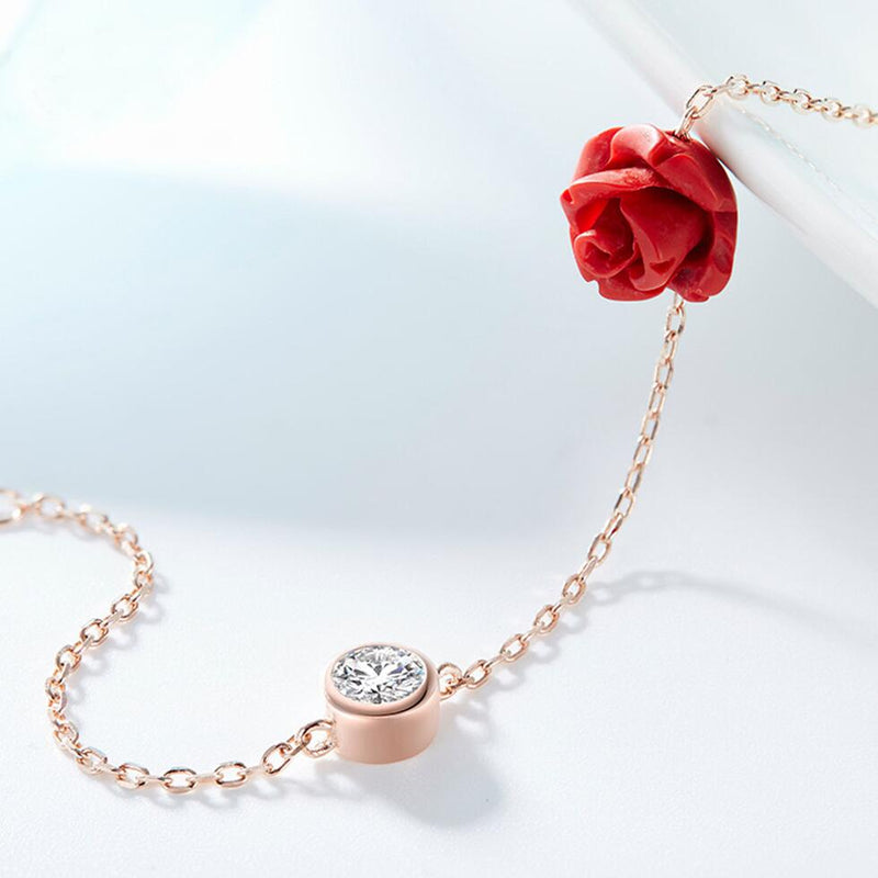 Rose flower ankle bracelet