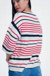 Knitted Striped Sweater in Cream Color