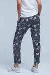 Black Pants With Floral Print