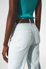 Elastic Cotton Jeans in Light Blue