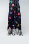 Multicolored Polka Dot Soft Scarf in Black