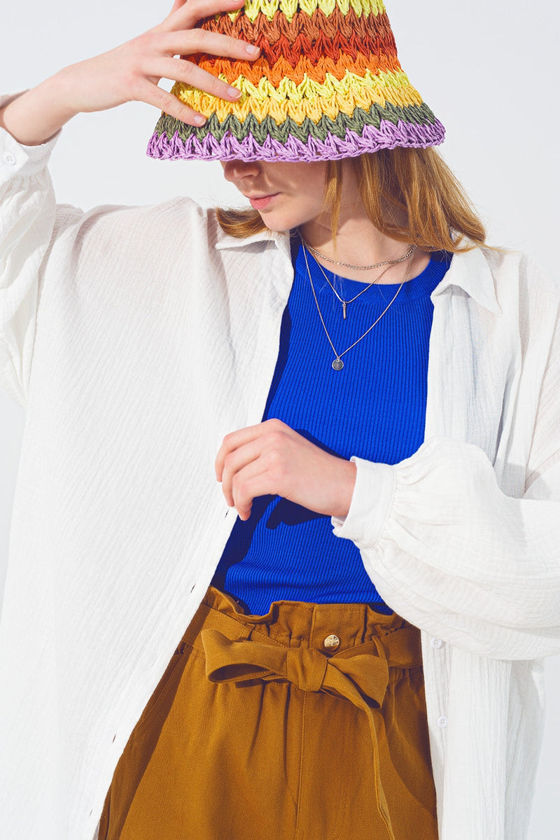 Textured Oversized Shirt in White