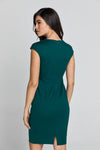 Fitted Emerald Dress With Cap Sleeves