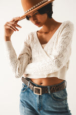 Pointelle Knitted Cardi in Cream