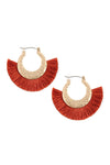 B2e2776 - Fan Tassel Metal Hammered Hoop Earrings